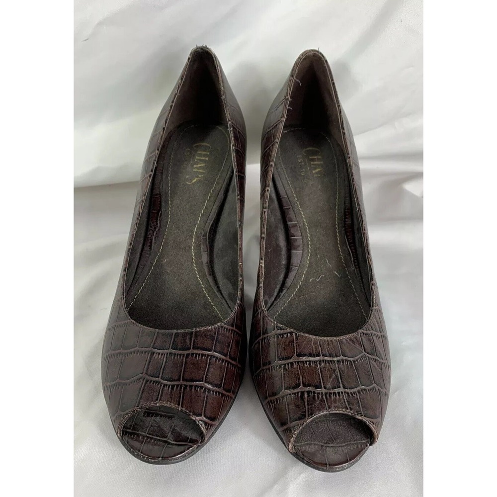 Women's Chaps Addeny shoes brown leather 2 3/4" heels size 9B